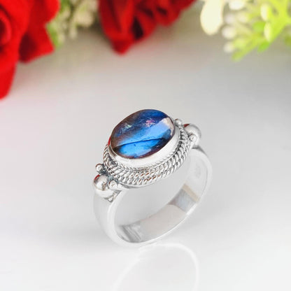 Boho Labradorite Statement Ring – 925 Sterling Silver Jewelry - BeadsBoatInc