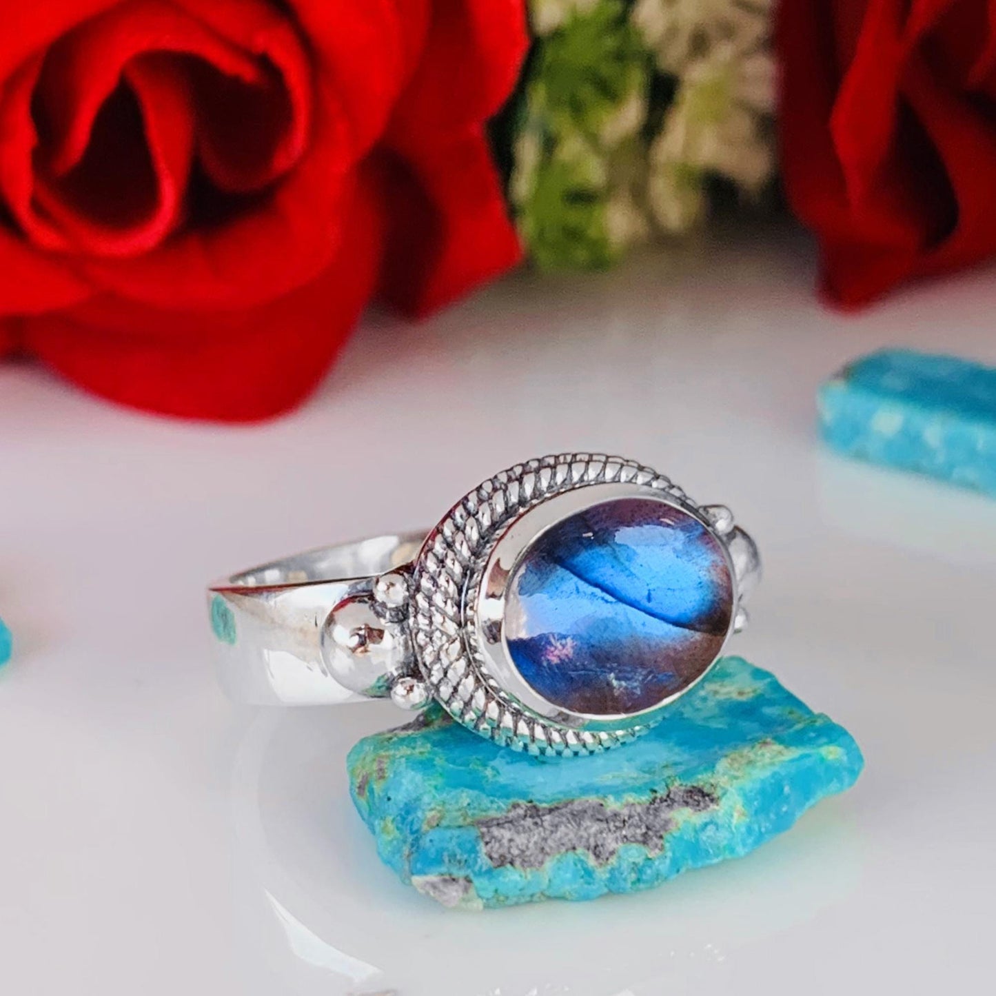 Boho Labradorite Statement Ring – 925 Sterling Silver Jewelry - BeadsBoatInc
