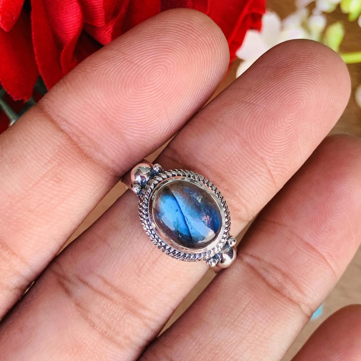Boho Labradorite Statement Ring – 925 Sterling Silver Jewelry - BeadsBoatInc
