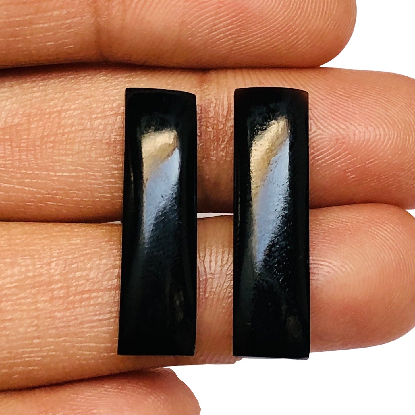 1 Pair Natural Black Onyx Smooth Long Rectangle Shape Gemstone, Size 7x24mm, Matching Pair Briolette, Earring Making Gemstone, SKU - BBI1012
