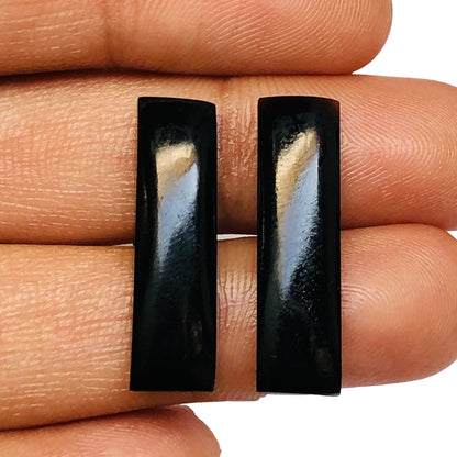 1 Pair Natural Black Onyx Smooth Long Rectangle Shape Gemstone, Size 7x24mm, Matching Pair Briolette, Earring Making Gemstone, SKU - BBI1012