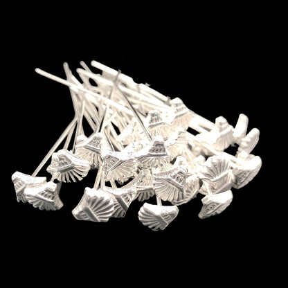 Silver-Plated Flower Headpins – 50 PCS 52mm Decorative Jewelry Findings