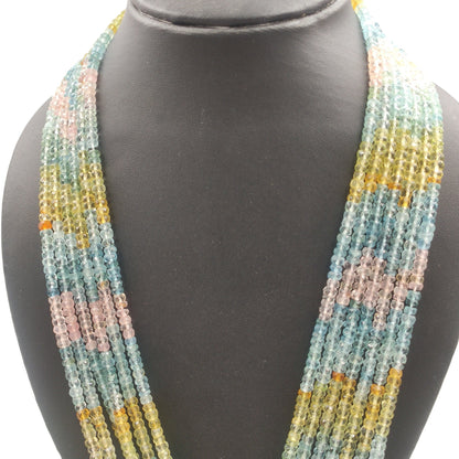 Natural Multi Aquamarine Faceted Rondelle Beads | 4mm | 13 Inch Strand