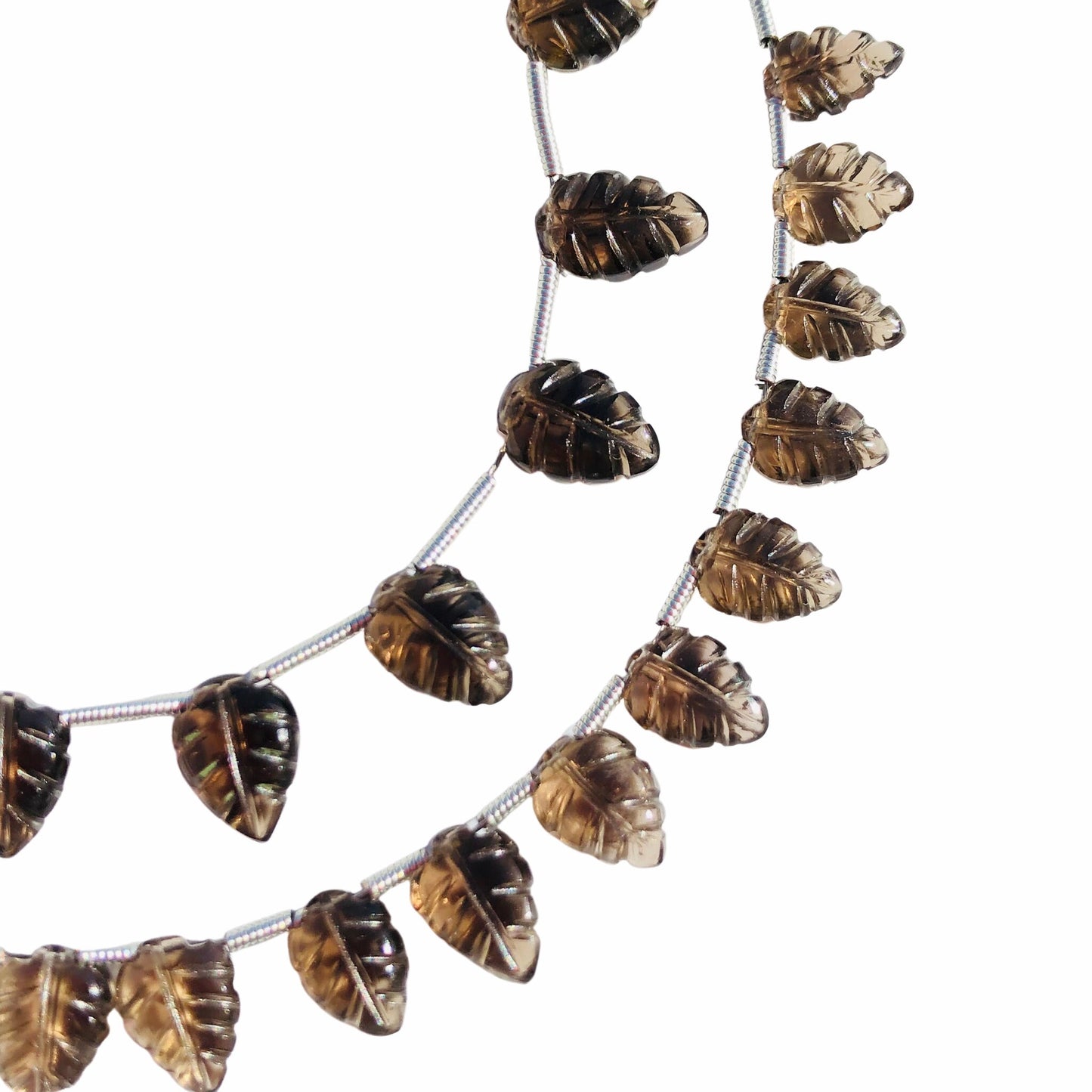 16 pcs Natural Smoky Quartz Leaf Shape Carved Gemstone Beads Briolette , Amethyst Gemstone Beads jewellery , Carved Beads ,  BBI1109