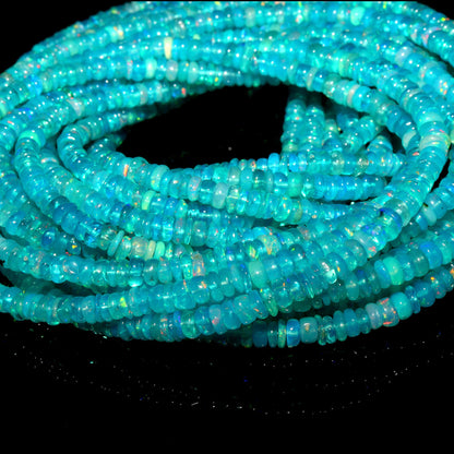 Paraiba Blue Ethiopian Opal Smooth Rondelle Beads 16 Inch Strand