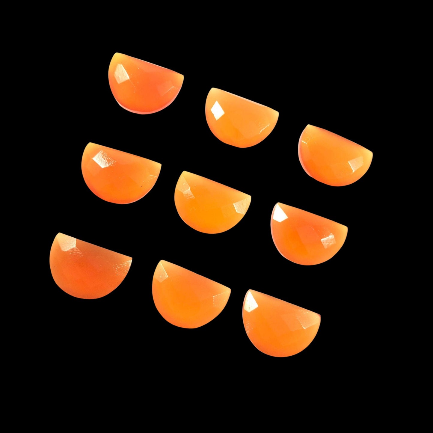 2 Pieces Natural Orange Onyx Gemstone, Half Moon D - Shape Gemstone, Earring Components, Half Moon Gemstone, Size 10x16mm, SKU - BBI237