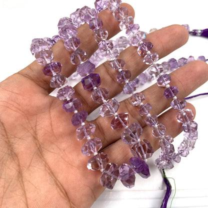 Natural Pink Amethyst Faceted Tumble Cubes Gemstone Beads 8" Strand