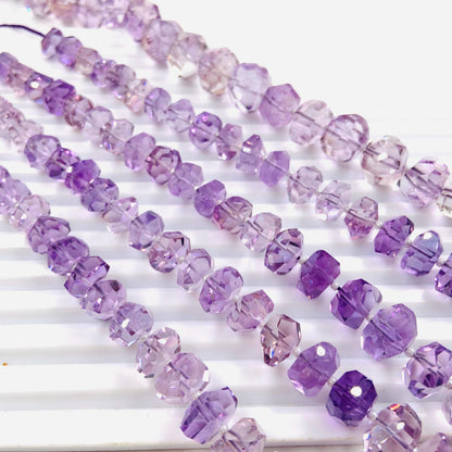 Natural Pink Amethyst Faceted Tumble Cubes Gemstone Beads 8" Strand