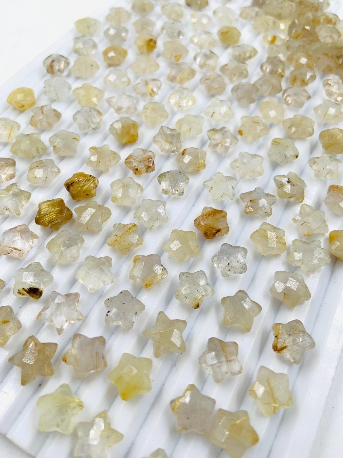 2 Pieces Natural Golden Rutile Hand Carved Star Shape Briolette's, Star Shape Gemstone For Jewelry, Size 10 mm, SKU-BBI104