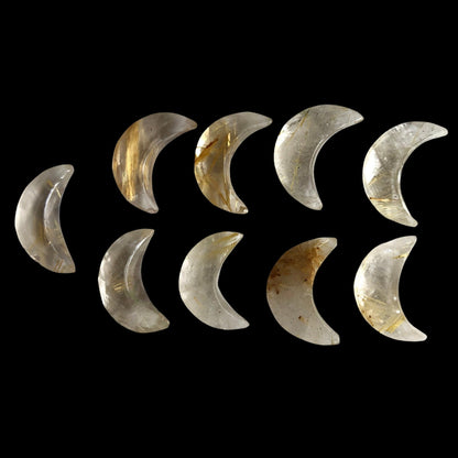 2 Pieces Natural Golden rutile Faceted Crescent moon shape gemstone, Hand Carved Briolette, moon shape gemstone for jewelry Size 7x16 mm
