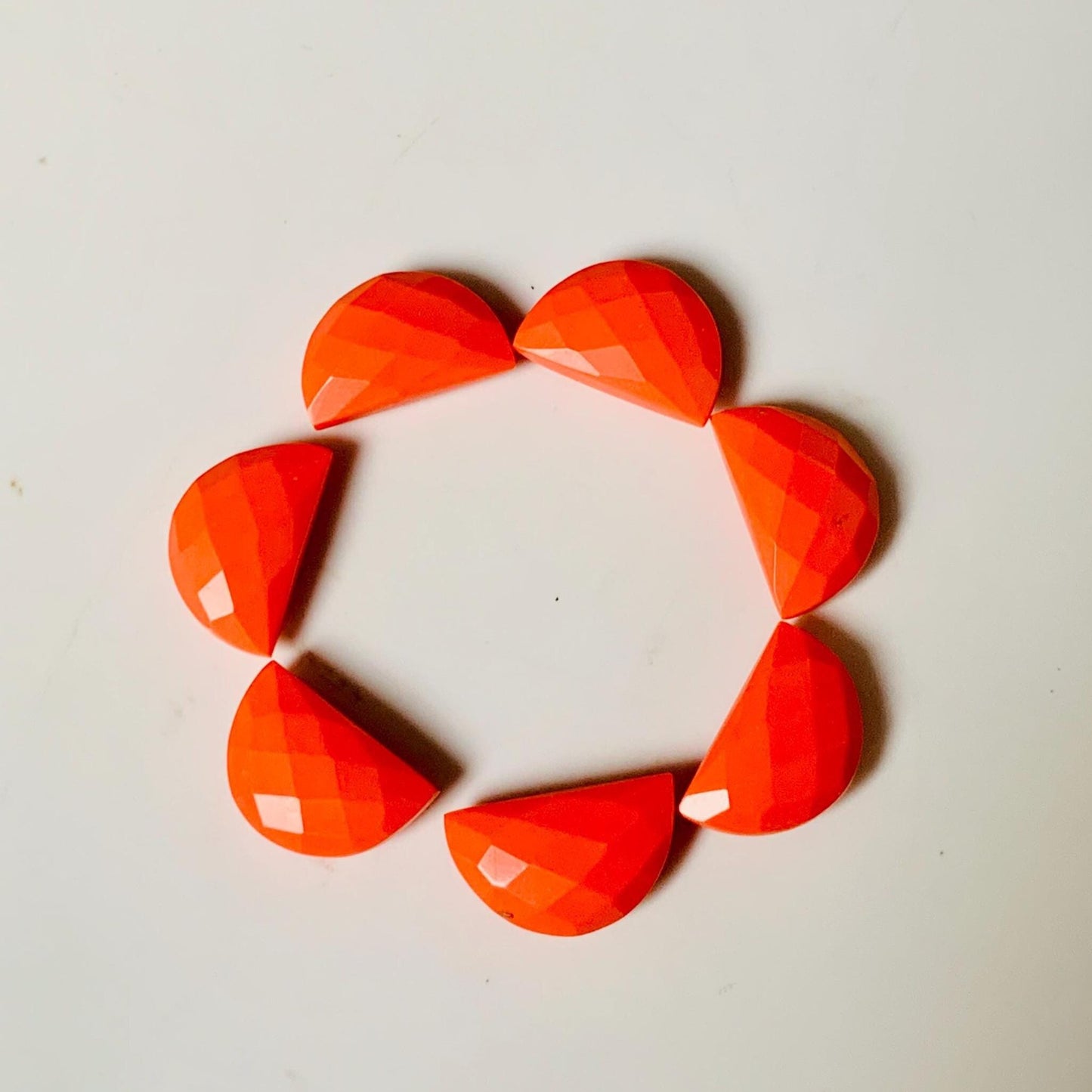 Synthetic Red Coral Semi circle Faceted Half Moon "D Shape gemstone Beads, Size 10x16 mm Carving Gemstone Beads For Jewelry gift for her