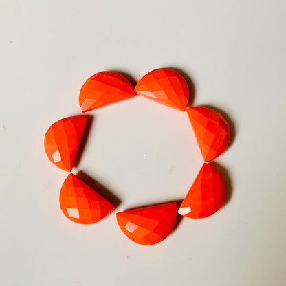 Synthetic Red Coral Semi circle Faceted Half Moon "D Shape gemstone Beads, Size 10x16 mm Carving Gemstone Beads For Jewelry gift for her