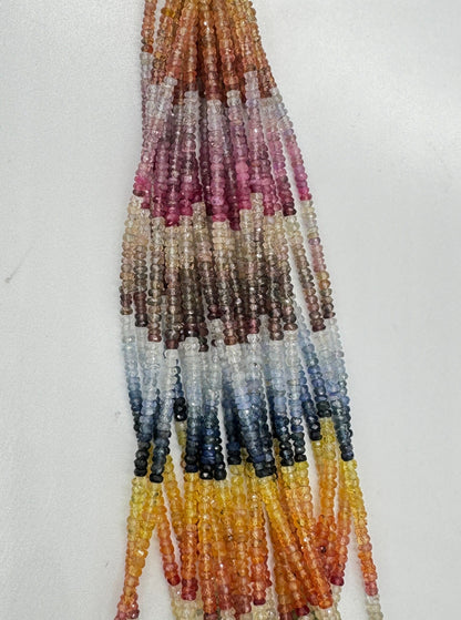 AAA+ Multi Sapphire Faceted Rondelle Beads | 3mm | 16 Inch Strand