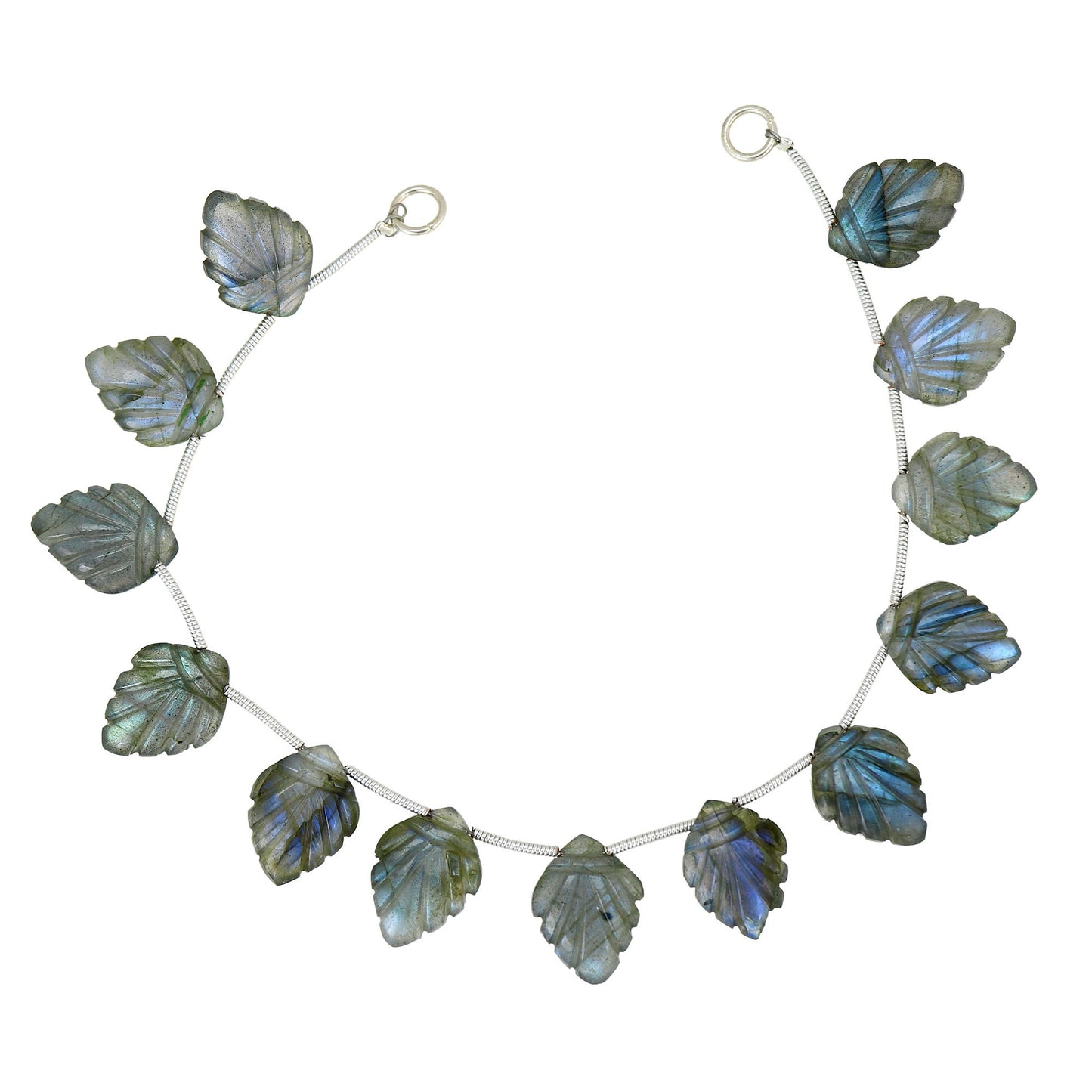 13 pcs Blue Laborite Carved Shield Shape leaf Natural Gemstone Briolette Face Drill Beads | Beads For Jewelry | Wholesale Gemstone BBI919