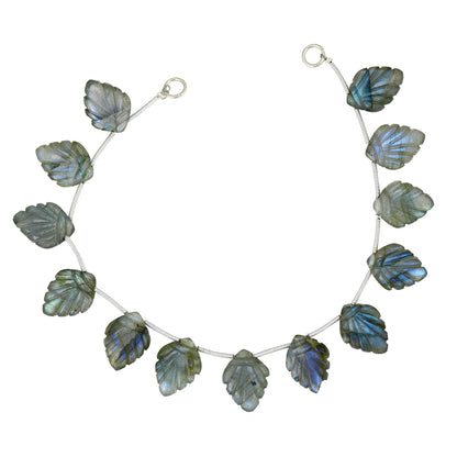 13 pcs Blue Laborite Carved Shield Shape leaf Natural Gemstone Briolette Face Drill Beads | Beads For Jewelry | Wholesale Gemstone BBI919
