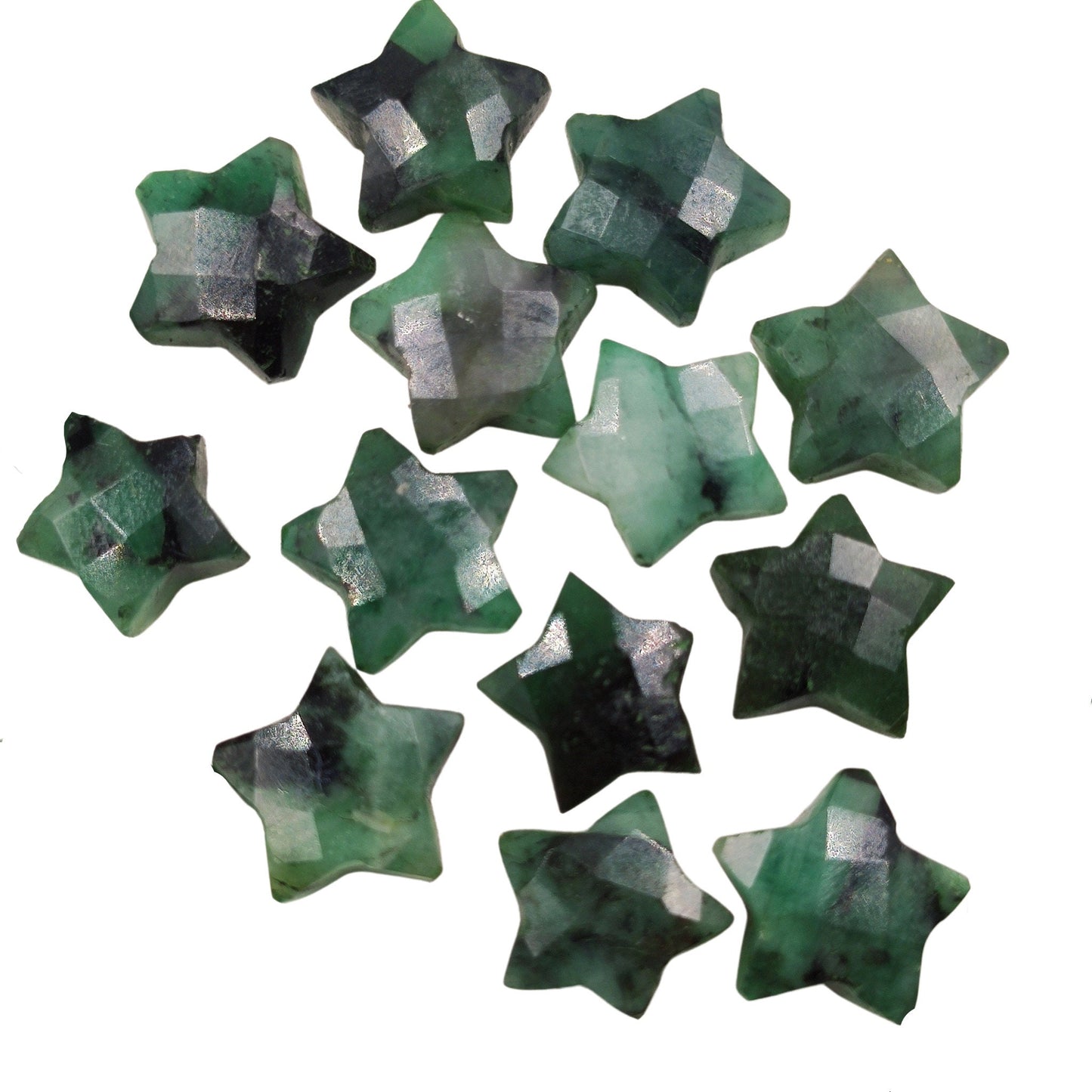 2 Pieces Natural Emerald Faceted Star Shape Gemstone, Size 10mm, Hand Carved Star Briolette, Loose Gemstone For Jewelry Making, SKU - BBI125