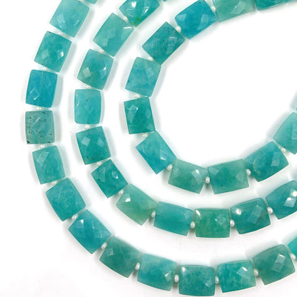 Natural Amazonite Rectangle faceted Center Drill Briolette Gemstone, Amazonite Chicklet Shape beads for Jewelry, 8 Inch Strand Size 8x10x5mm