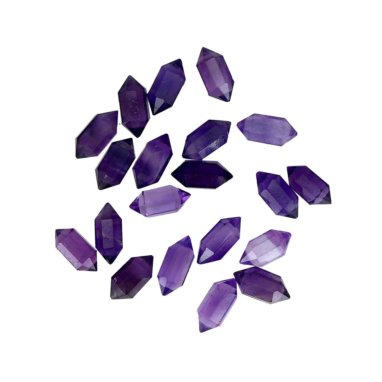 10pieces Natural African Amethyst Double point Facetted pencil shape beads drilled gemstone high polish stone size 5.5x11mm Handmade Pendent