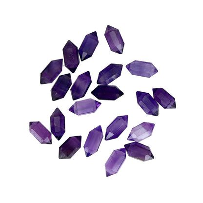 10pieces Natural African Amethyst Double point Facetted pencil shape beads drilled gemstone high polish stone size 5.5x11mm Handmade Pendent