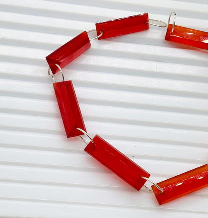 Natural Carnelian Baguette Step-Cut Faceted Beads 20x6x4mm – 10 Pieces Both-Side Face Drill