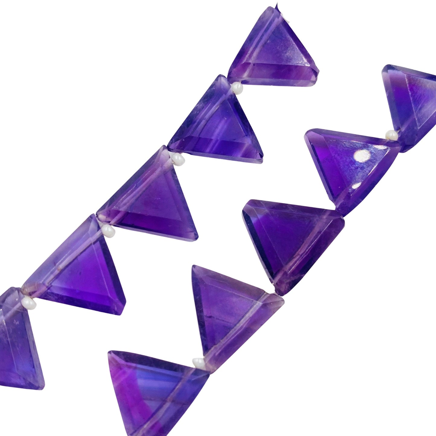 Natural African Amethyst Faceted Triangle Gemstone Beads 6 Pcs