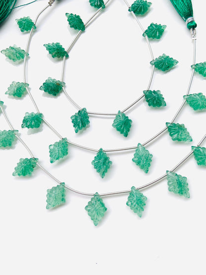 10 Pcs Natural Green Strawberry Slot Carved Side drill gemstone Fancy shape Briolette lozenge beads for jewelry Size 11x15x4mm gift for her