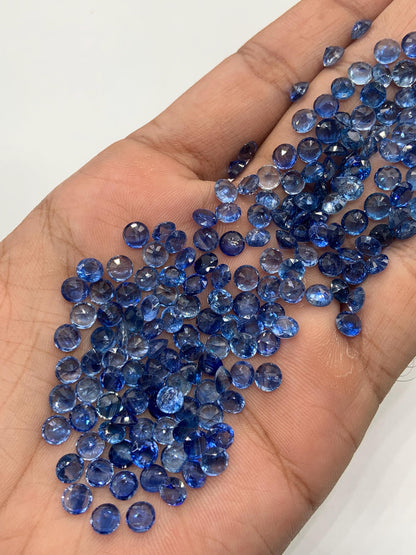 Natural kyanite Faceted Cut Gemstone Round Shape Cabochon Kyanite Cut for jewelry making Semi Precious Blue Kyanite Stone Gift fir her