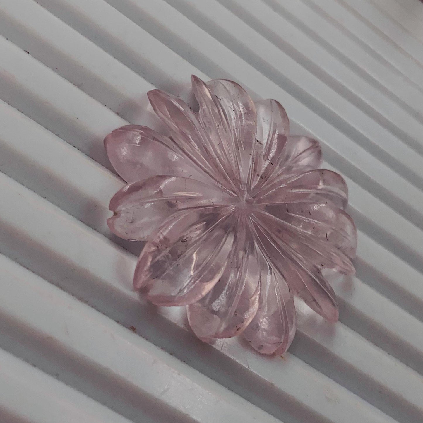 Natural Rose Quartz Hand Carved Flower Briolette Bead 33x33x4mm