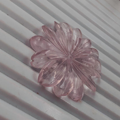 Natural Rose Quartz Hand Carved Flower Briolette Bead 33x33x4mm