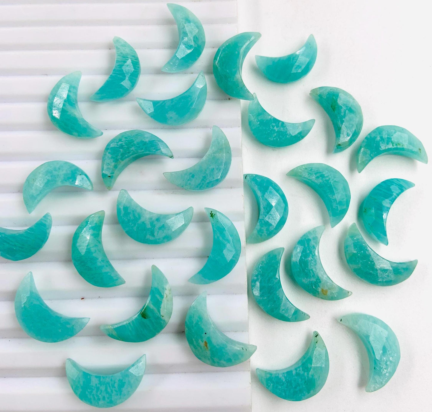 2 Pieces Natural Amazonite gemstone, Crescent moon shape gemstone, carving gemstone, natural gemstone, moon shape gemstone, size 7x16 mm