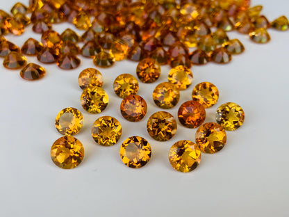 Natural Citrine Faceted Round Shape Cut Stone CALIBRATED Loose Stone Cut Round Jewelry Making Semi Precious Cut stone for ring gift for her