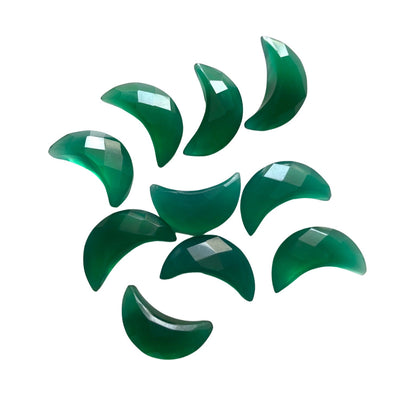 2 Pieces Natural Green Onyx gemstone, Crescent moon shape gemstone, carving gemstone, natural gemstone, moon shape gemstone, size 7x16 mm