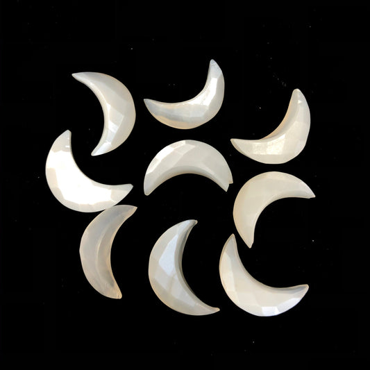 Natural White Moonstone Faceted Crescent Moon Gemstone Pair 7x18mm