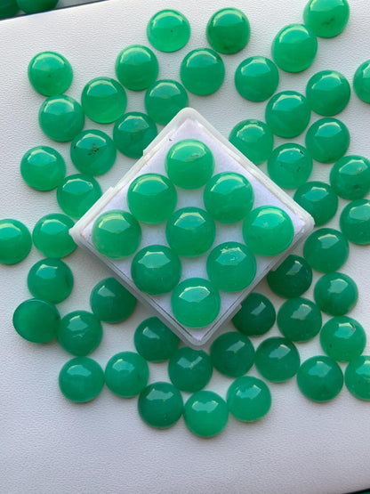 Natural Chrysoprase Chalcedony Smooth Round Gemstone Cabochon, CALIBRATED Loose Stone Cab, Round Jewelry Making Cabochon Semi Precious Cabs