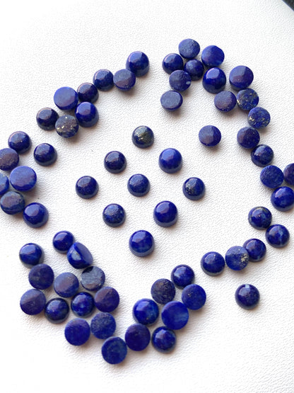 Natural Lapis Lazuli Smooth Round Gemstone Cabochon, CALIBRATED Loose Stone Cab, Round Jewelry Making Cabochons Semi Precious Cabs for ring