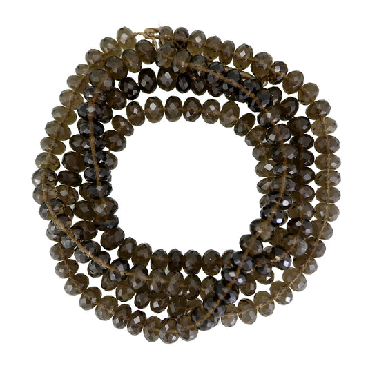 AAA+ Natural 5.5mm-7mm-9mm Brown Smoky Quartz Necklace, Round Faceted Quartz Gemstone Beads Necklace, Gift For Sister