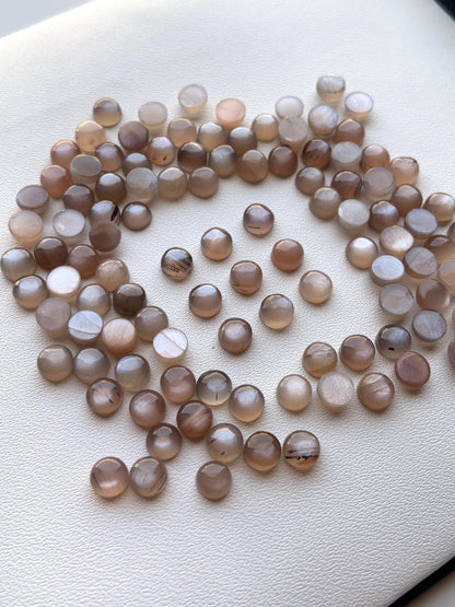 Natural Chocolate Moonstone Smooth Round Gemstone Cabochon, CALIBRATED Loose Stone Cab, Round Jewelry Cabochons Semi Precious Cabochons