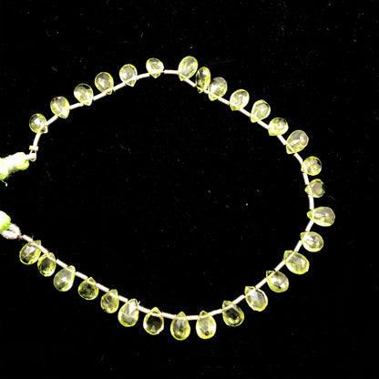 Natural Peridot Faceted Pear Briolette Beads | 5.5x8mm Gemstone Drops