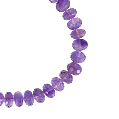 Natural Amethyst Faceted Rondell Gemstone Beads 8" Strand