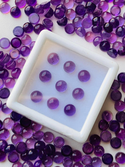 Natural Amethyst Smooth Round Gemstone Cabochon, CALIBRATED Loose Stone Cab, Round Jewelry Making Cabochons Semi Precious Cabochon for ring