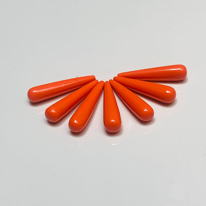 1 Pair Red Coral Smooth Drop Shape Gemstone, Handmade Matching Pair beads, Coral Matched Drops Pairs Jewelry Making Supplies" Size - 7x30mm