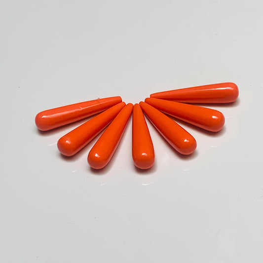 1 Pair Red Coral Smooth Drop Shape Gemstone, Handmade Matching Pair beads, Coral Matched Drops Pairs Jewelry Making Supplies" Size - 7x30mm