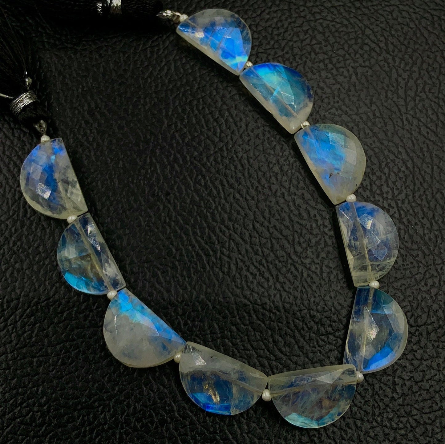 10 pieces natural rainbow moonstone side drill blue flashy rainbow moonstone gemstone briolette faceted beads , handmade gemstone size 10X16