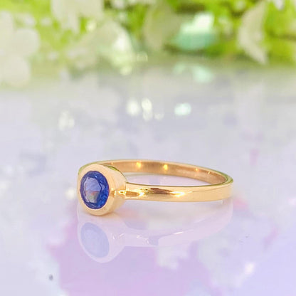 925 Sterling Silver Round Tanzanite Statement Ring -  Gold Plated
