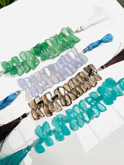 Natural Mix Gemstone Sail Crown Cut Briolette Beads