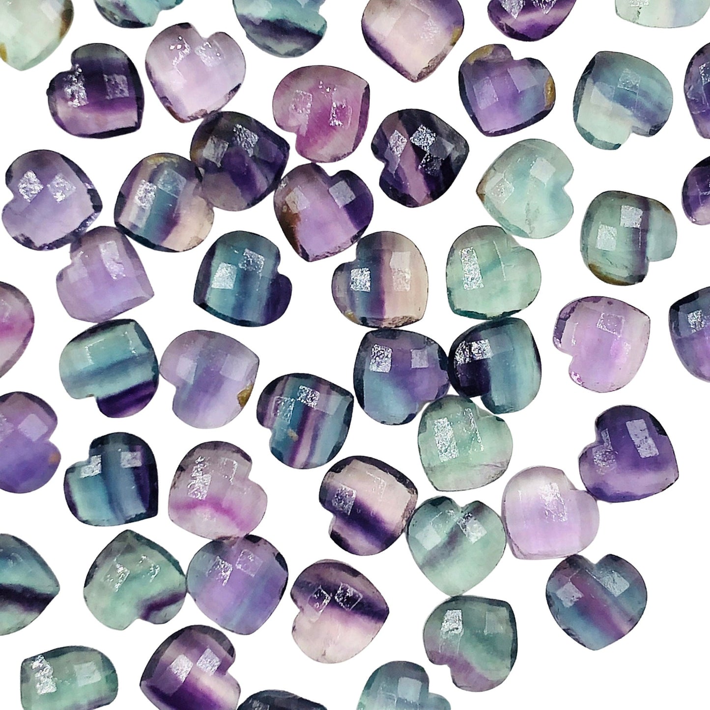 Natural Multi Fluorite Hand Carved Heart Shape Gemstone , Carved Heart Shape Gemstone Briolette, Size 10mm, Jewelry Supplies, SKU - BBI324