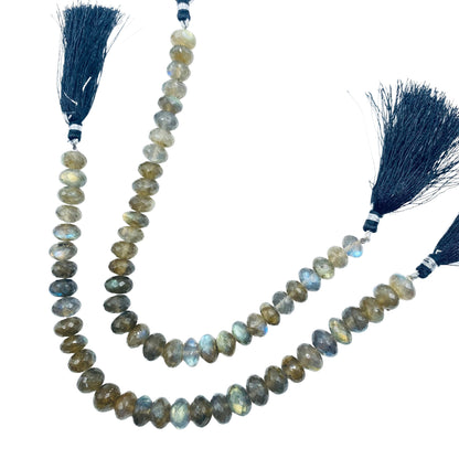 AAA Blue Flash Labradorite Rondelle Beads, Faceted Gemstone Strand 8 Inch