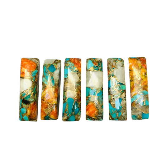1 Pair Spiny Oyster Copper Turquoise Smooth Long Rectangle Shape Gemstone, Size 7x24mm,Matching Pair Briolette, Earring Making, SKU - BBI976