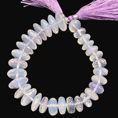 Natural Lavender Quartz Flat Rondelle Faceted Gemstone Briolette , Purple Blue Lavender Quartz Jewelry Beads , 11mm-16mm 8 inch SKU- BBI551