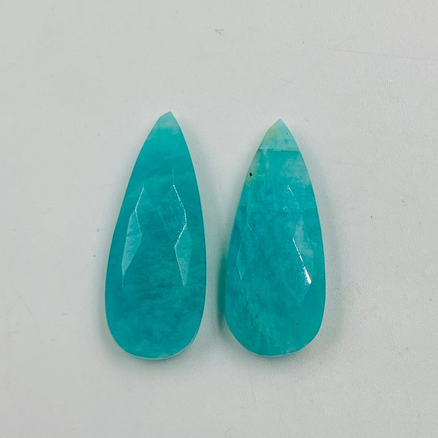 1 Pair Natural Amazonite Faceted Long Pear Shape Gemstone, Size 10x25mm, 10x20mm, 10x30mm Matching Pair Briolette, Earring Making Gemstone